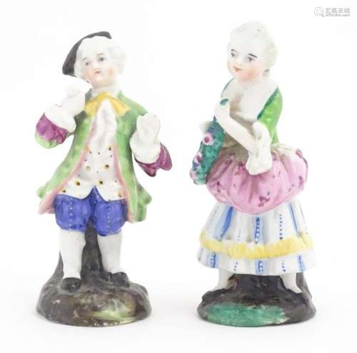 Two Continental ceramic figures, depicting a Regency gentlem...