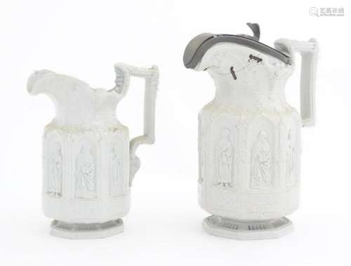 Two Victorian apostle jugs by Charles Meigh, decorated in re...