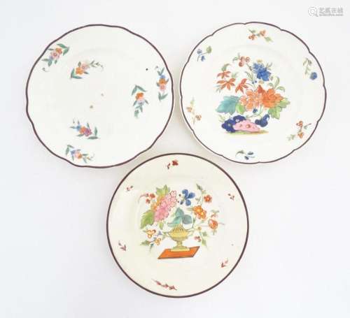 Two Welsh Nantgarw plates decorated with floral and foliate ...