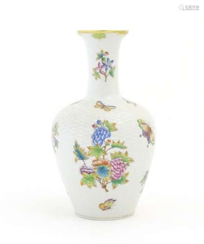 A Herend porcelain vase decorated in the pattern Queen Victo...