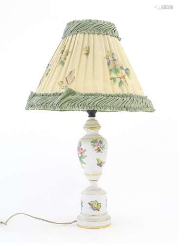 A Herend porcelain table lamp decorated in the Queen Victori...