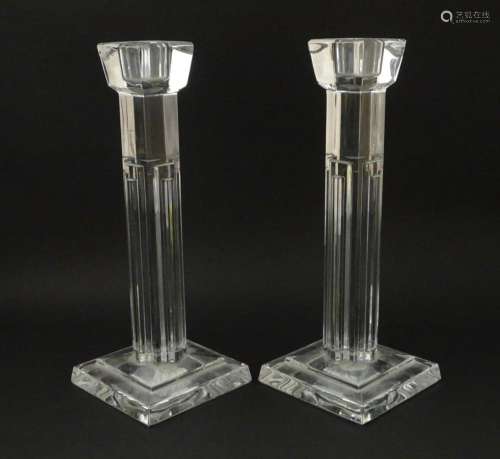A pair of Waterford crystal glass candlesticks. Approx. 10&q...