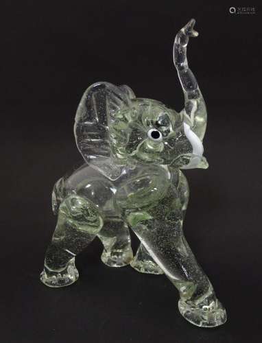 A vintage glass model of an elephant in the manner of Ercole...