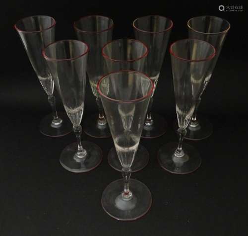 Salviati & Co. Glassware: Eight Venetian glass champagne...