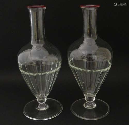Salviati & Co. Glassware: Two Venetian glass carafes wit...