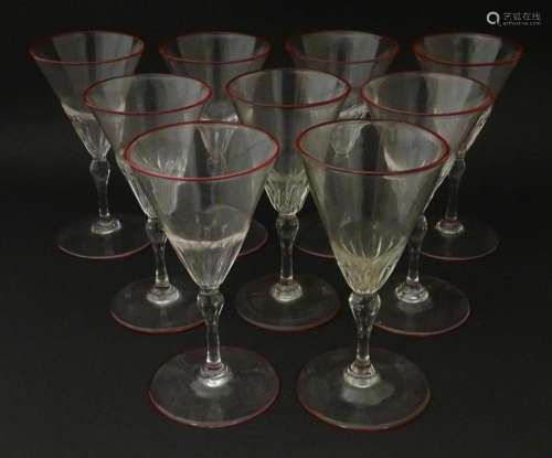 Salviati & Co. Glassware: Nine Venetian glass pedestal d...