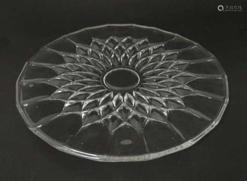 A French glass dish by Val St Lambert. 12" diameter