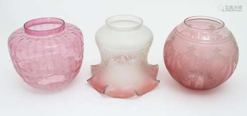 Three various Victorian and later cranberry and pink glass l...