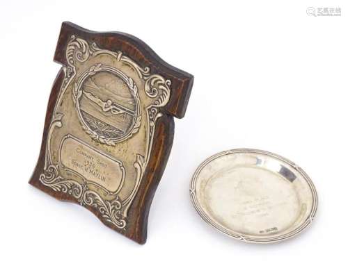 A silver pin dish with inscription and emblem for Formby Gol...