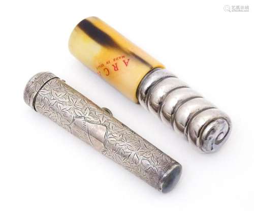 A silver cheroot mouthpiece case hallmarked Birmingham 1902 ...