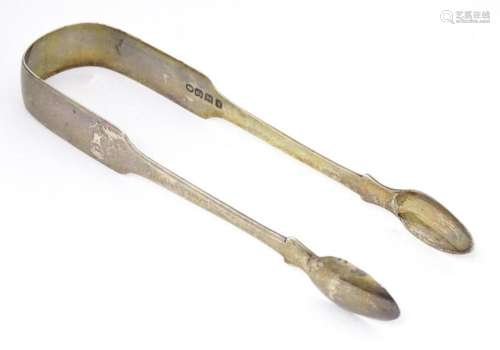 William IV silver fiddle pattern sugar tongs. Hallmarked Exe...