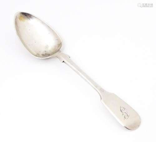 A Victorian silver fiddle pattern teaspoon hallmarked Exeter...