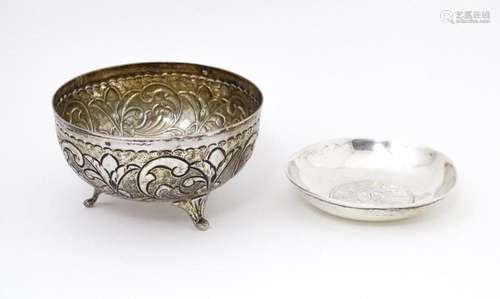 A Continental .830 silver bowl with embossed decoration. 3 1...