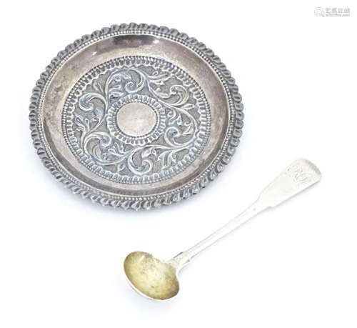 A Geo III silver Fiddle pattern salt spoon hallmarked London...