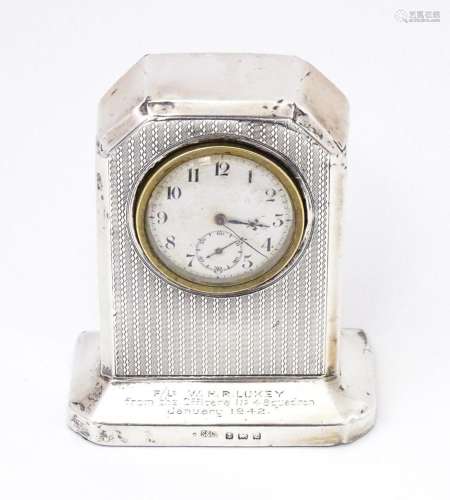 WWII RAF interest : A silver cased mantle clock with engine ...