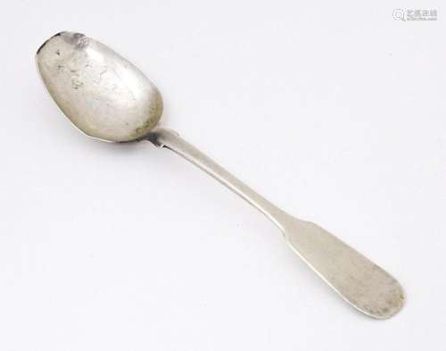 A 19thC Scottish silver fiddle pattern teaspoon hallmarked E...
