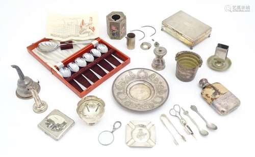 A quantity of assorted silver plated wares to include cigare...