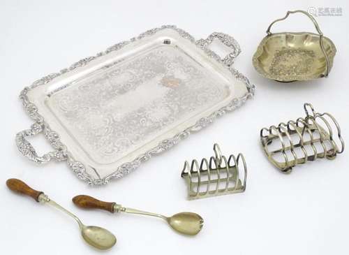 A quantity of assorted silver plated wares comprising toast ...