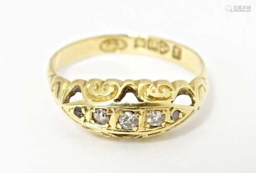 An 18ct gold gypsy ring set with diamonds, hallmarked Cheste...