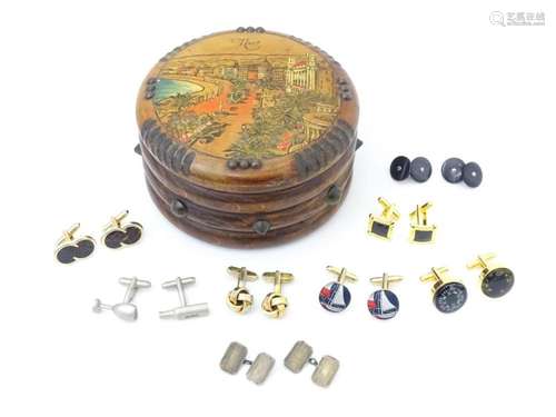 A quantity of assorted cufflinks to include a silver gilt pa...