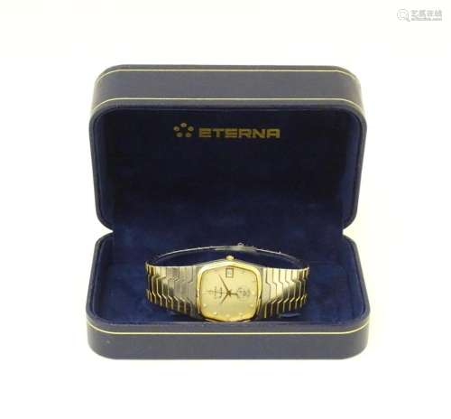 An Eterna wristwatch, the watch dial signed Eterna and marke...