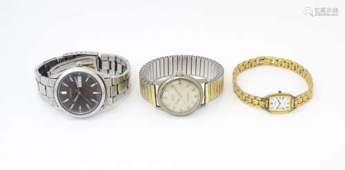Three assorted wristwatches, makers comprising Seiko, Pulsar...