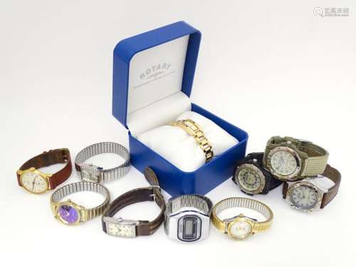 Assorted wristwatches to include examples by Rotary, Gruen, ...