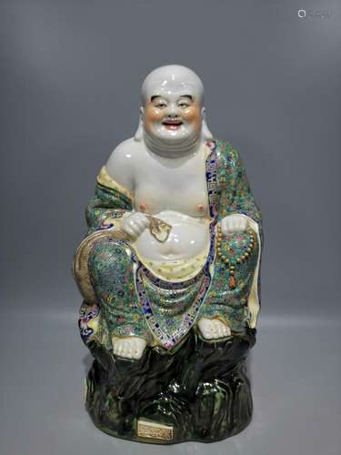 Pastel Sitting Rock Laughing Buddha