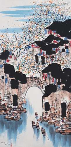 Wu GuanzhongJiangnan water townvertical axis