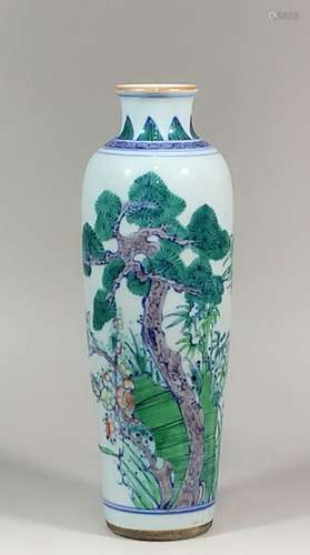 Blue and white colorful pine, bamboo and plum pattern vase