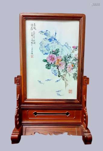 Wang Enhuai Flower and Bird Porcelain Plate Painting