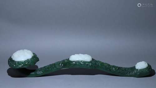 Hetian Jade White Jade Inlaid Jasper Ruyi