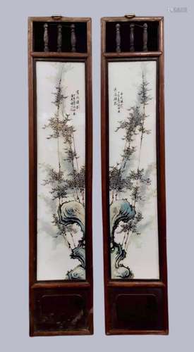 Xu Zhongnan Green Bamboo Porcelain Plate Painting