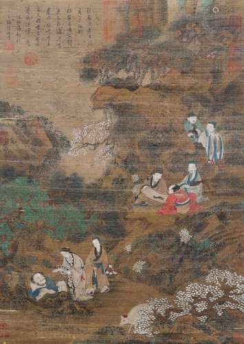 Zhan ZiqianEight Immortals on old silkvertical axis