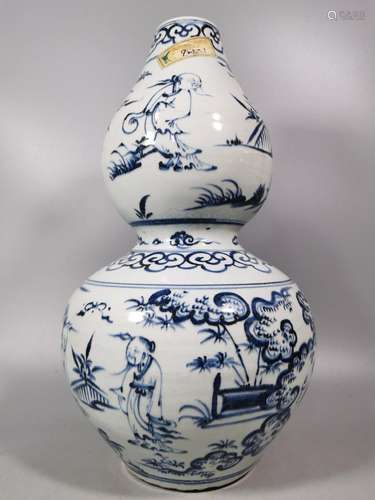 Blue and white figure gourd bottle