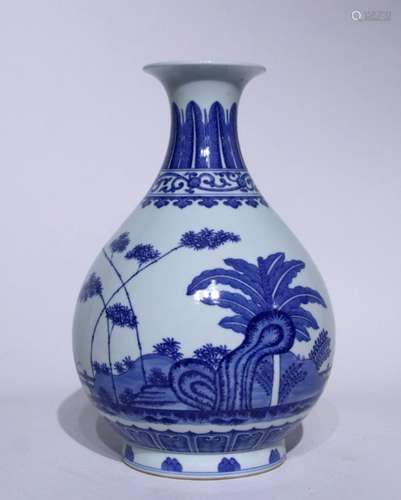 Blue and white plantain pattern jade pot spring vase