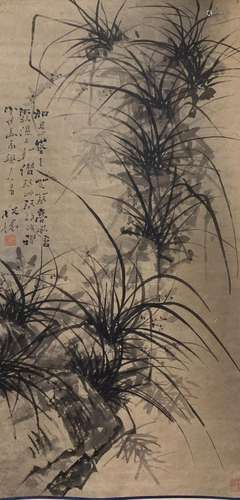 Zheng Banqiaoorchid hanging scroll