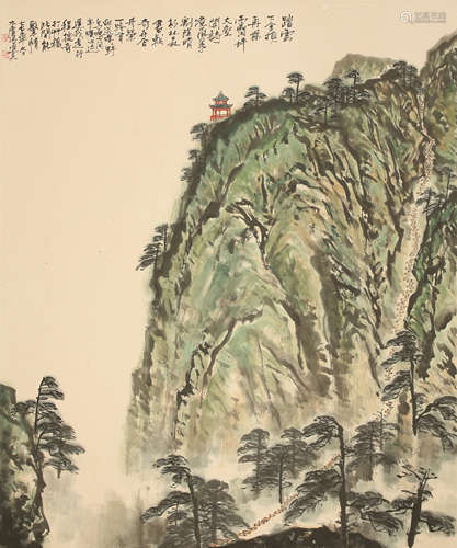 冯建吴 山水 纸本设色立轴