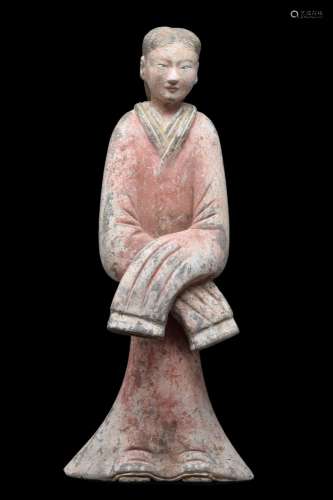 LARGE CHINESE HAN DYNASTY POTTERY LADY - TL TESTED