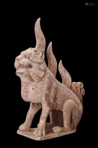 CHINESE NORTHERN WEI DYNASTY TERRACOTTA TOMB GUARDIAN (ZHENM...