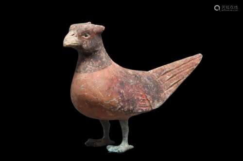 CHINESE HAN DYNASTY POLYCHROME BIRD