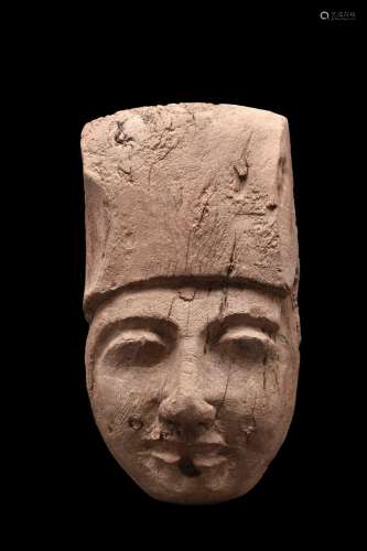 EGYPTIAN WOOD SARCOPHAGUS MUMMY MASK