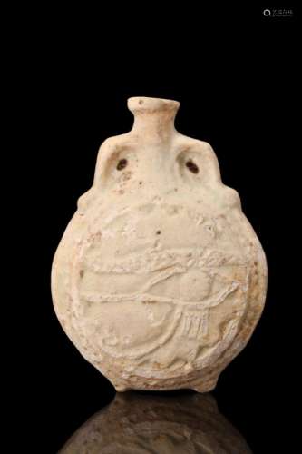 EGYPTIAN FAIENCE NEW YEAR'S FLASK WITH WEDJAT-EYE