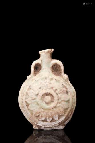 EGYPTIAN FAIENCE NEW YEAR'S FLASK WITH ROSETTES