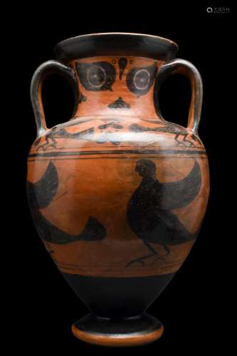 MAGNIFICENT TWIN-HANDLED ETRUSCAN AMPHORA ATTRIBUTED TO MICA...