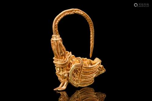 RARE HELLENISTIC HARPY GOLD EARRING