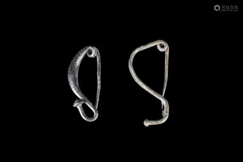 CELTIC LA TENE BRONZE PAIR OF BROOCHES