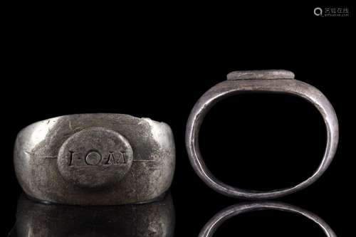 ROMAN LEGIONARY SILVER RING WITH "I O M" INSCRIPTI...