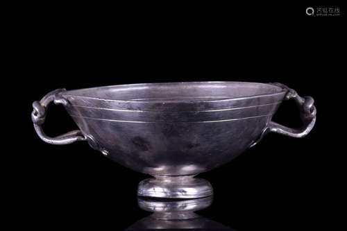 ROMAN SILVER KYLIX WITH DECORATIVE HANDLES