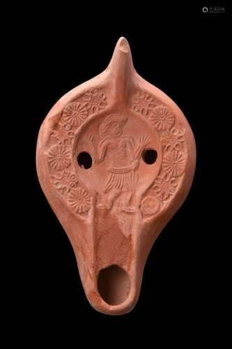 ROMAN TERRACOTTA OIL LAMP WITH A DANCER